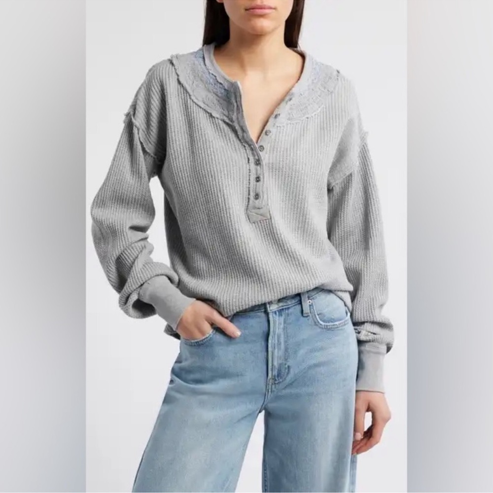 FREE PEOPLE Holly Henley Long Sleeve Top